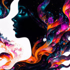 Colorful Smoke Patterns Flowing from Woman's Silhouette