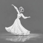 Monochromatic sketch of a woman dancing gracefully in elegant dress