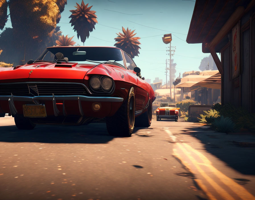 Red Convertible Car Parked on Tranquil Suburban Street