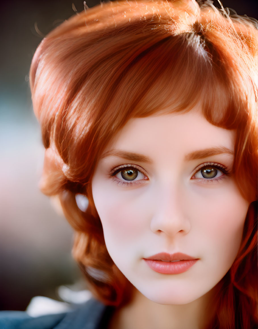 Close-Up Portrait of Woman with Red Hair, Fair Skin, and Brown Eyes