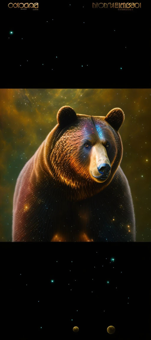 Cosmic bear surrounded by stars and nebulae