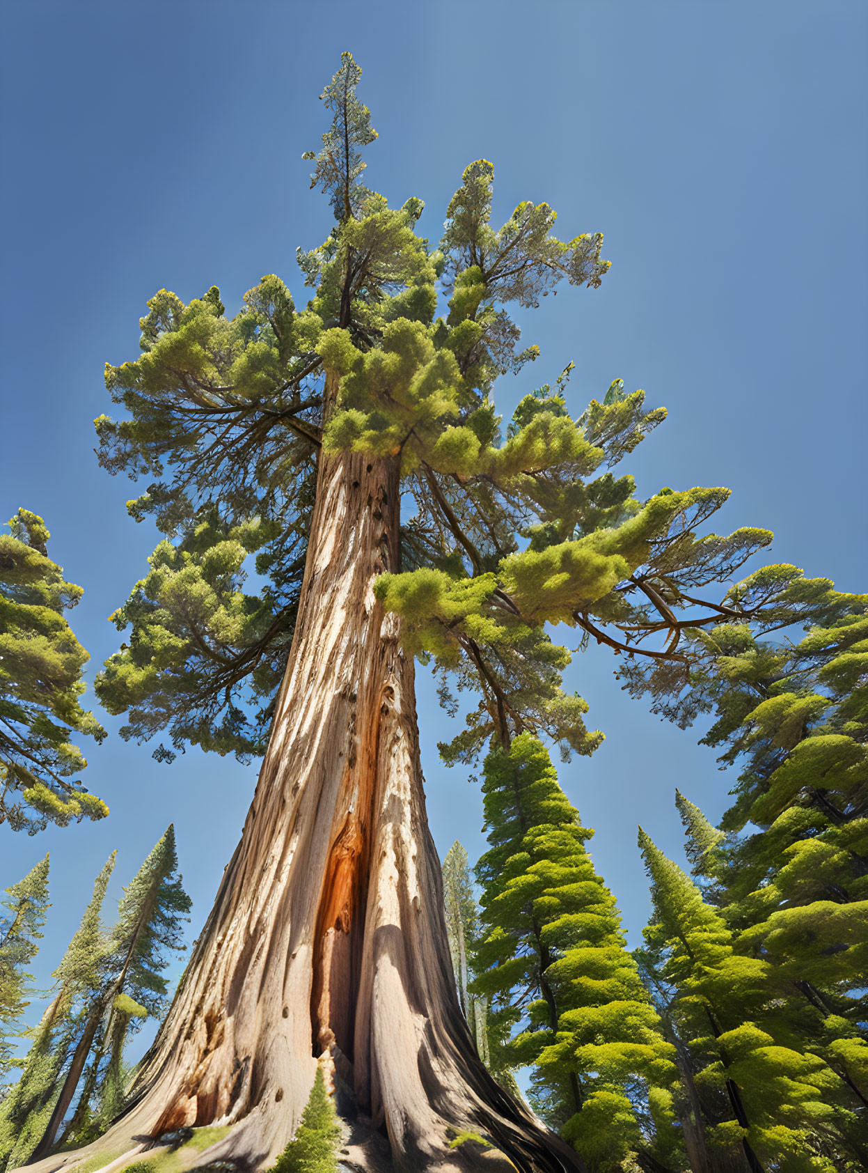 Towering Giant Sequoia Tree in Forest Scene