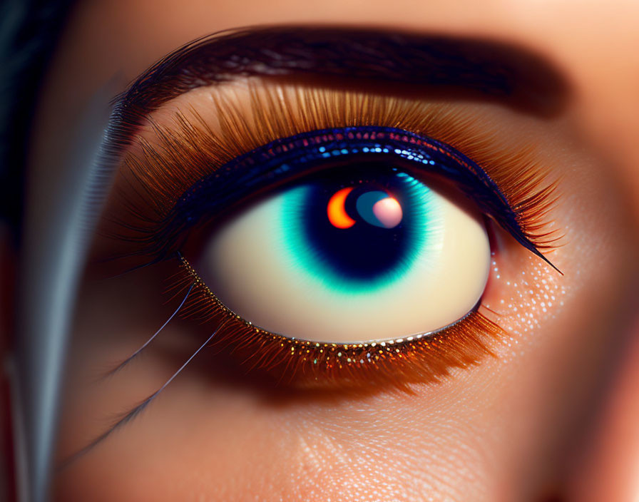 Detailed Close-up of Human Eye with Long Lashes and Blue Iris