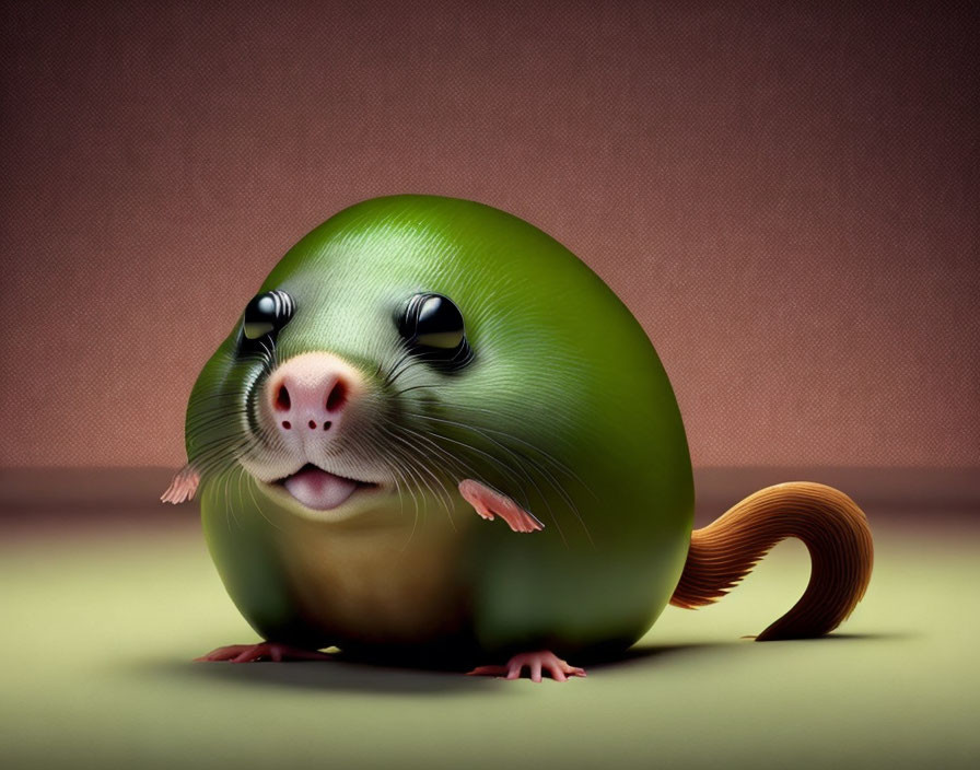 Artistic fusion of green olive and hamster on textured backdrop