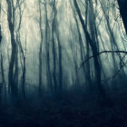 Mystical forest twilight scene with antler branches, lanterns, skulls, and candlelight.