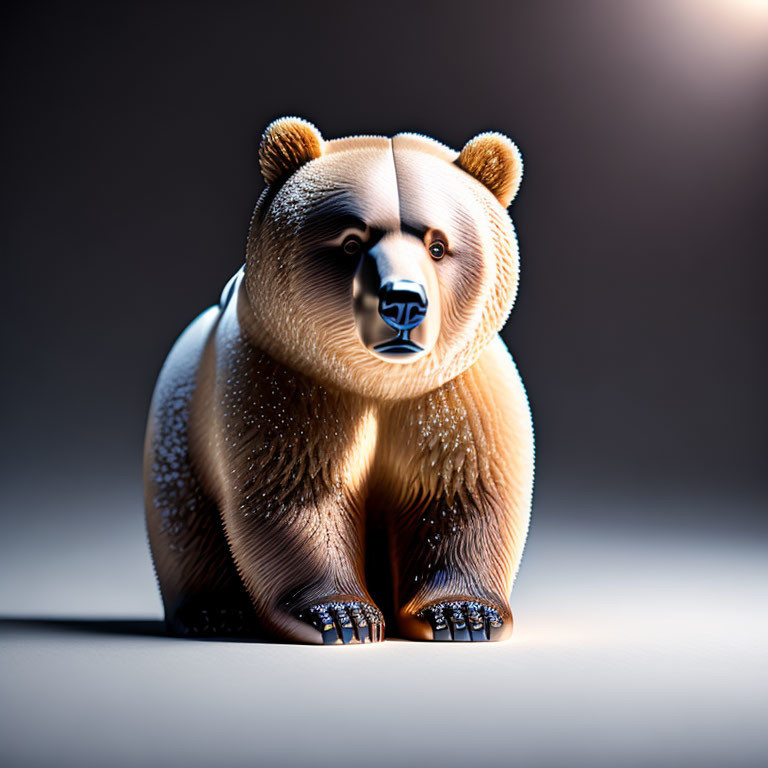 Hyper-realistic bear digital art with dramatic lighting on dark background