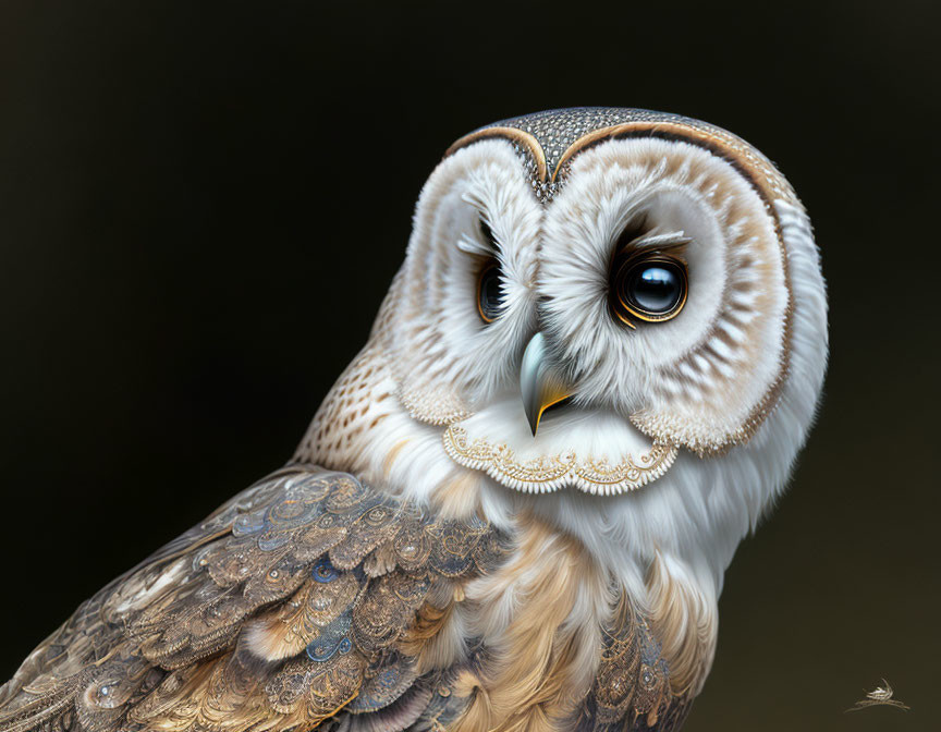 Detailed Close-Up of Barn Owl's Heart-Shaped Face and Feather Patterns