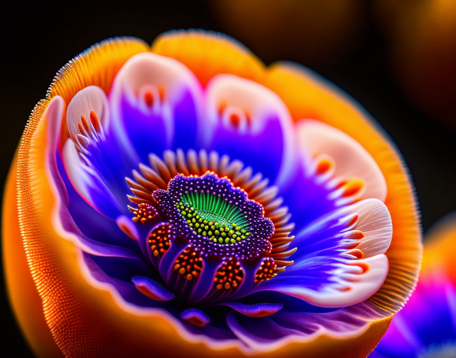 Colorful Close-Up Sea Anemone with Orange to Purple Hues