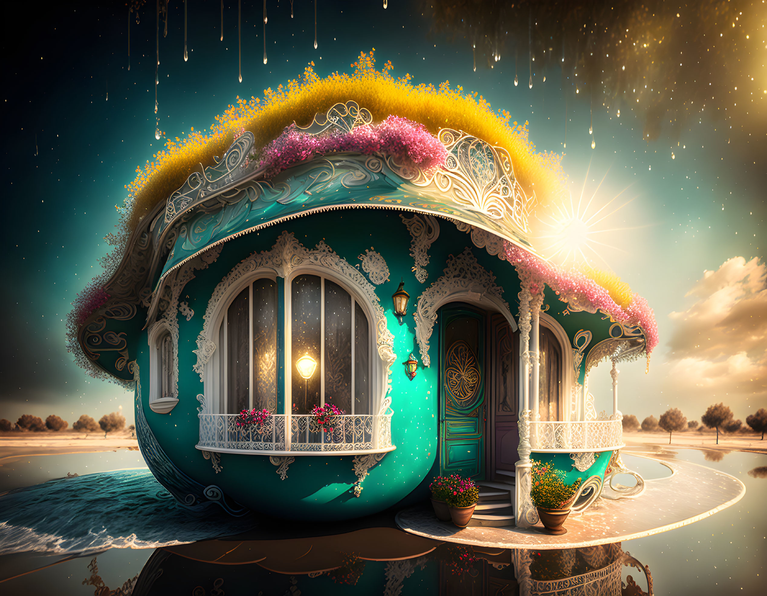 Colorful Gourd-Shaped House Fantasy Illustration