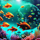 Colorful Fish and Coral Reefs in Vibrant Underwater Scene