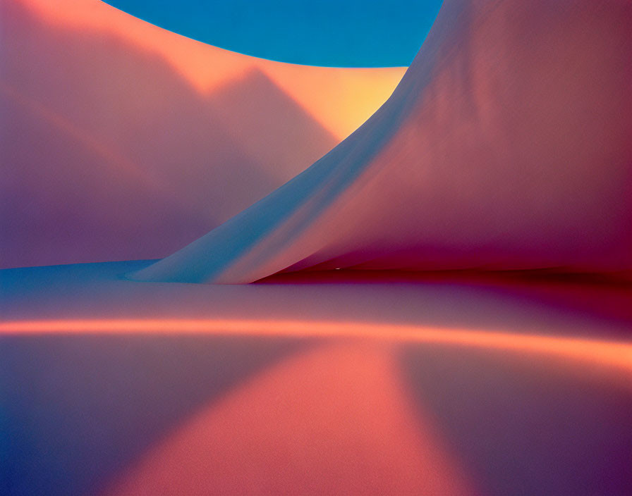 Gradient sky over curvaceous sand dunes in desert landscape