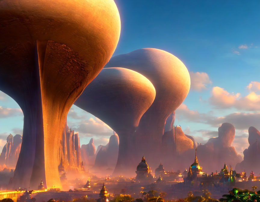 Enormous Mushroom-Shaped Structures in Fantasy Landscape