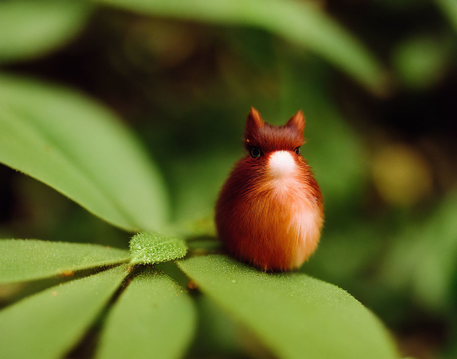 Bird-bodied creature with squirrel head on green foliage