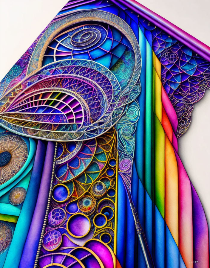 Colorful Abstract Artwork with Geometric Shapes and Swirls