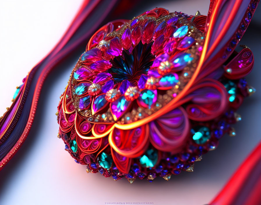 Colorful Fractal Artwork Resembling Jeweled Flower