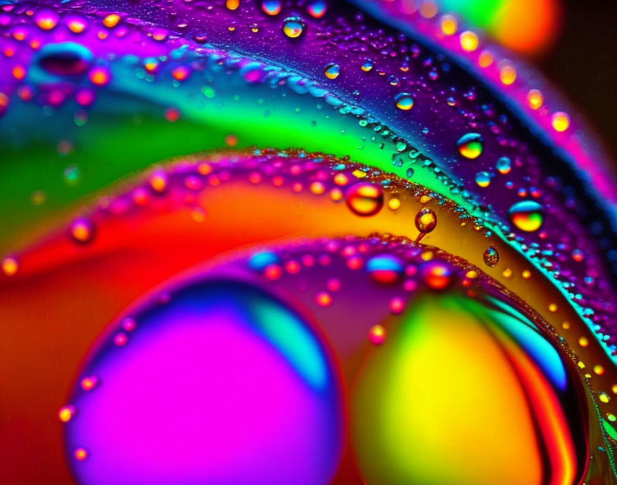 Colorful Macro Photo of Water Droplets with Psychedelic Effect