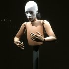 Beige and Black Humanoid Robot with Intricate Mechanical Details