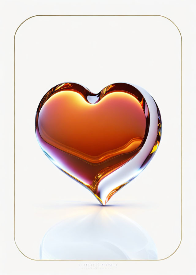 Shiny 3D metallic heart icon on light background