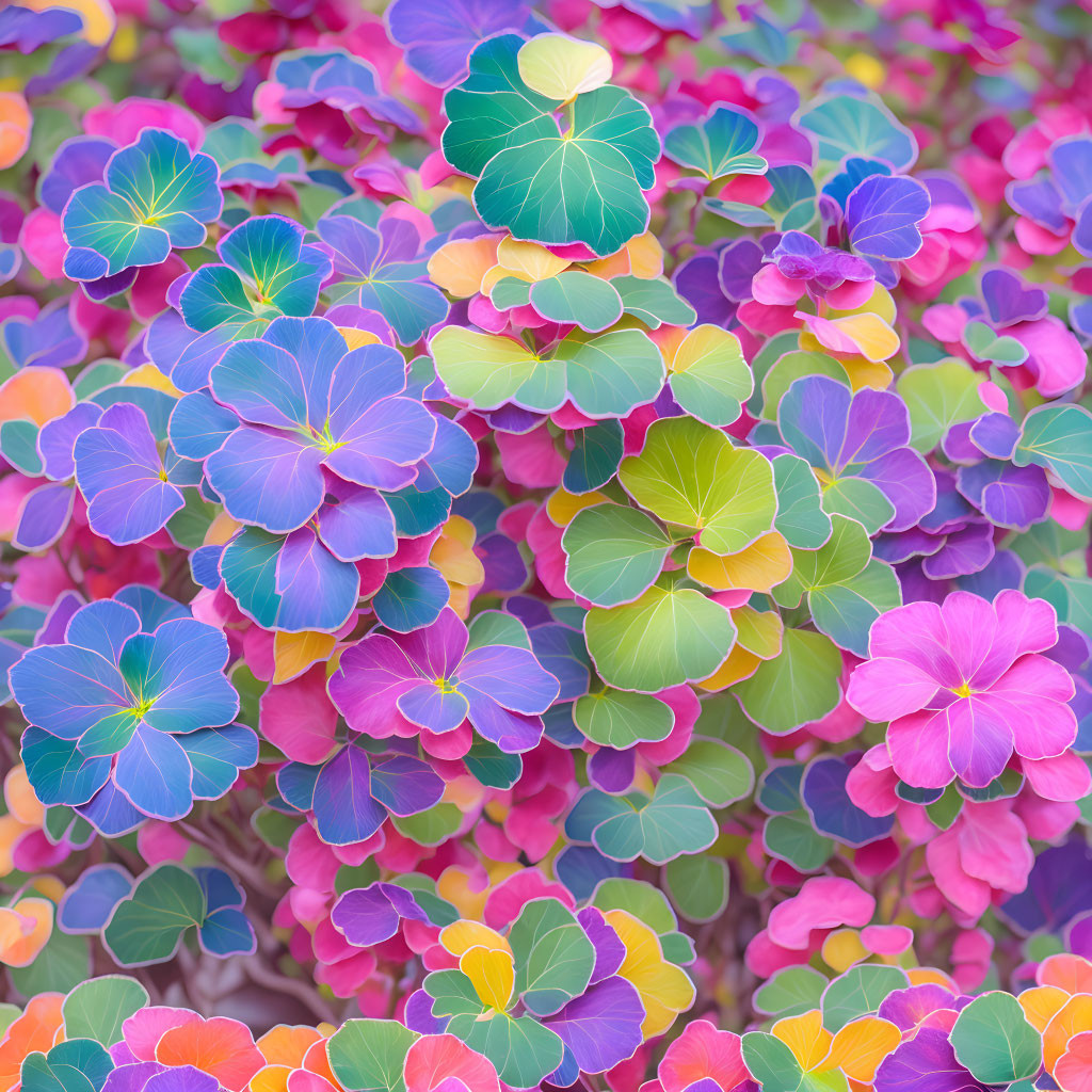 Multicolored Leaves Forming Lush Foliage Mosaic