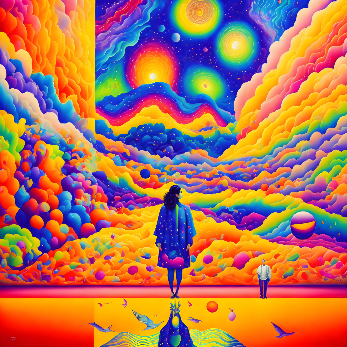 Vivid Psychedelic Landscape with Abstract Elements