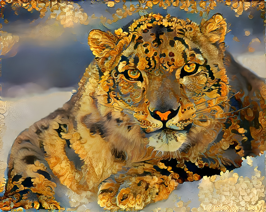 Gold snow leopard