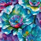 Colorful Stylized Flowers in Rich Blue and Purple Hues