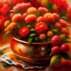 Colorful Flower Bouquet Painting on Warm Background