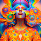 Colorful Psychedelic Floral Design Artwork of Person