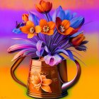 Colorful digital artwork: Two women with flowing hair and intricate patterns next to a decorative cup on vibrant