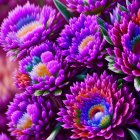 Colorful Cluster of Purple and Pink Flowers with Yellow Centers