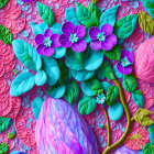 Colorful Stylized Flower Illustration in Purple, Pink, and Teal