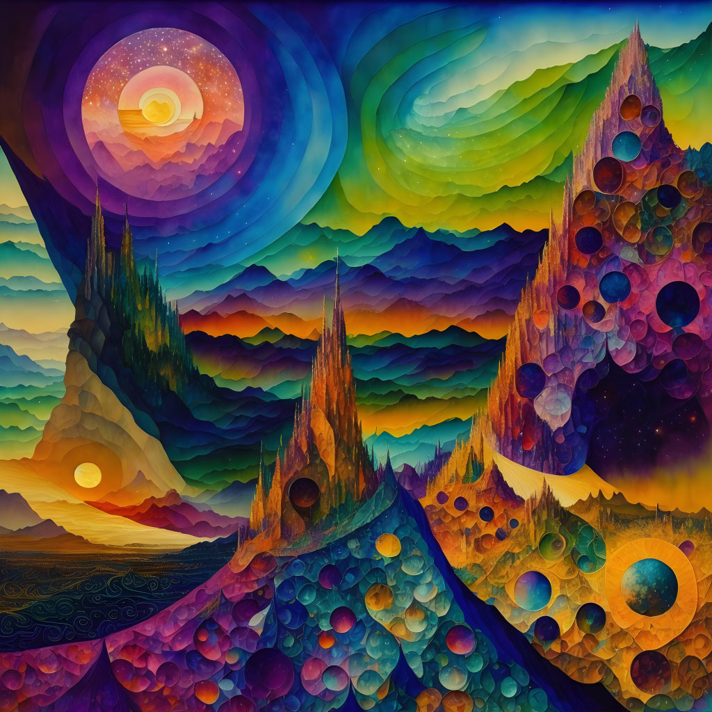 Abstract Painting: Colorful, Celestial Landscapes & Swirling Patterns