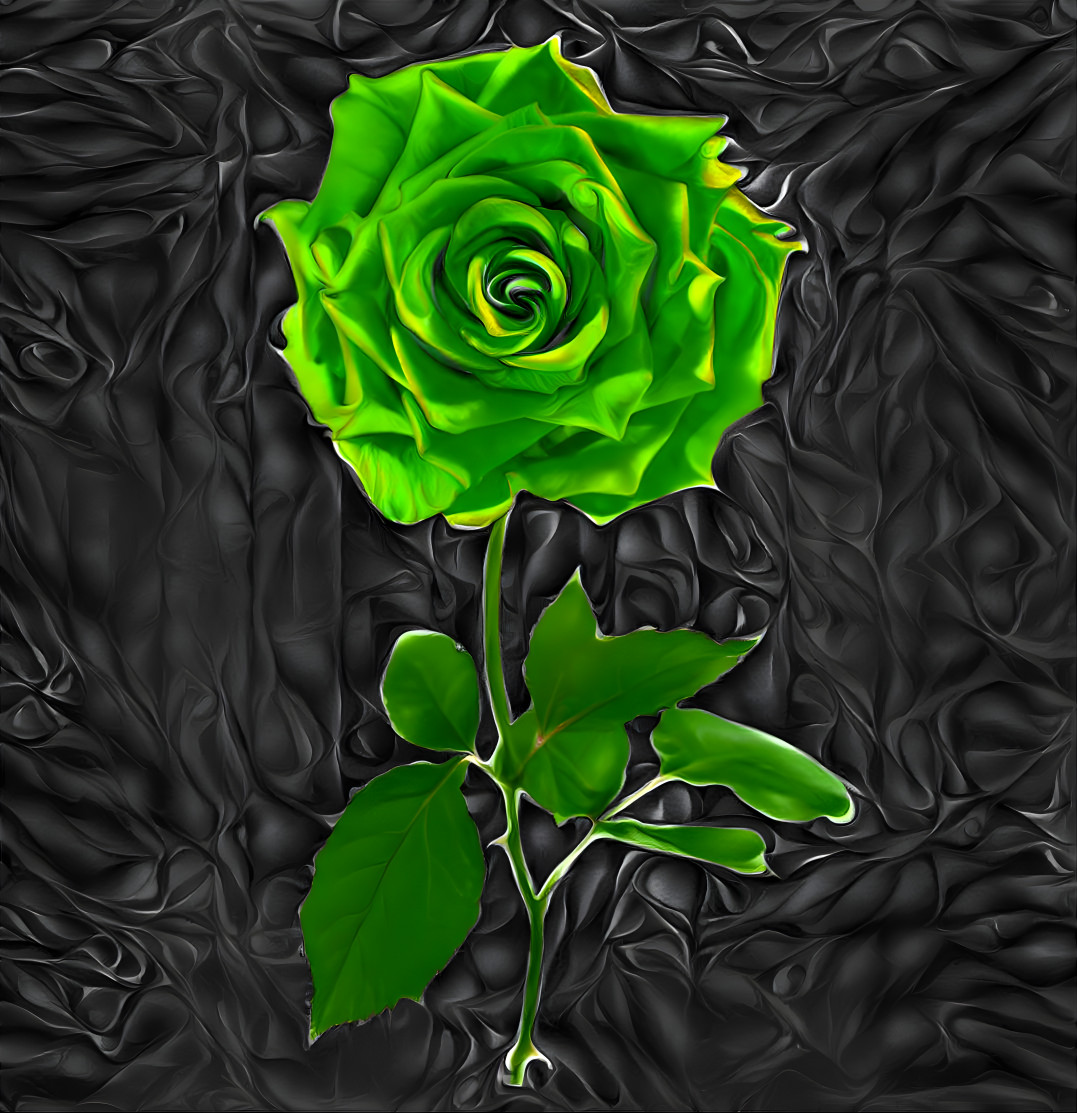 Green satin rose