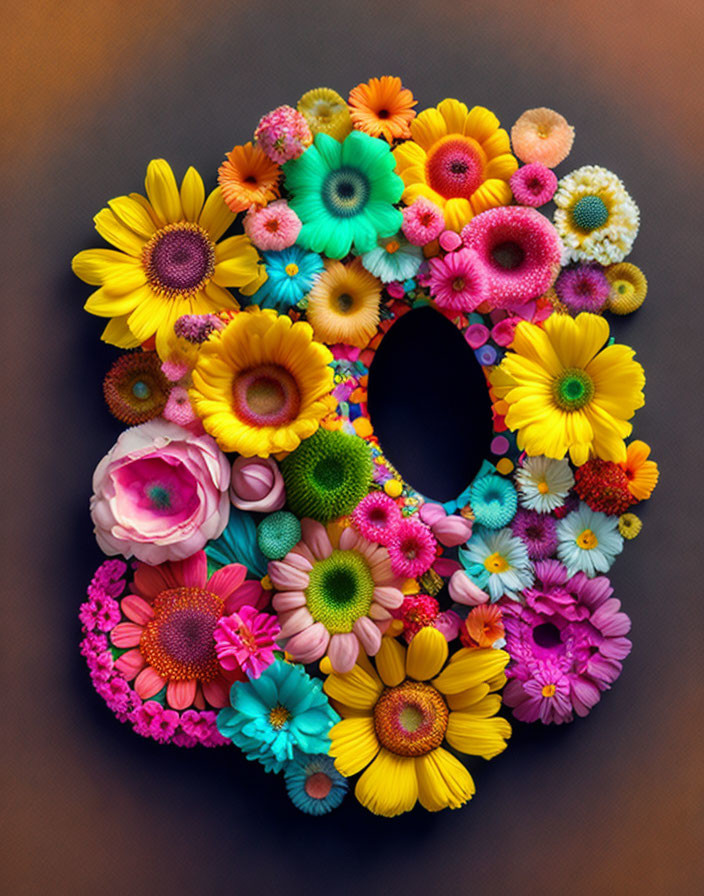 Vibrant Floral Skull Art in Yellow, Pink, Blue & Orange