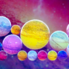 Colorful Planets in Vibrant Cosmic Scene