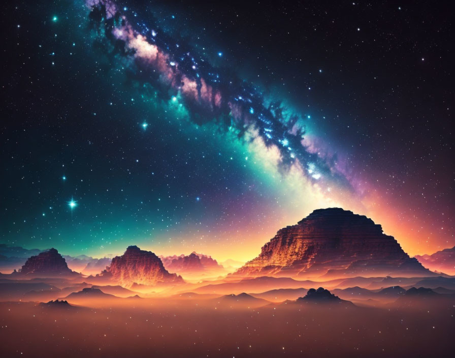 Stunning Milky Way Galaxy Over Mountainous Nightscape