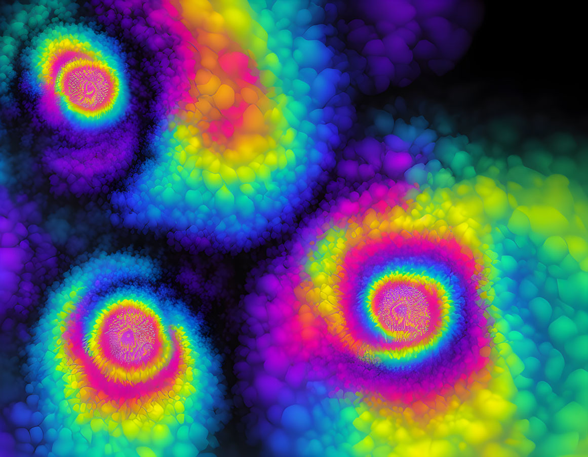 Colorful Neon Fractal Art on Dark Background