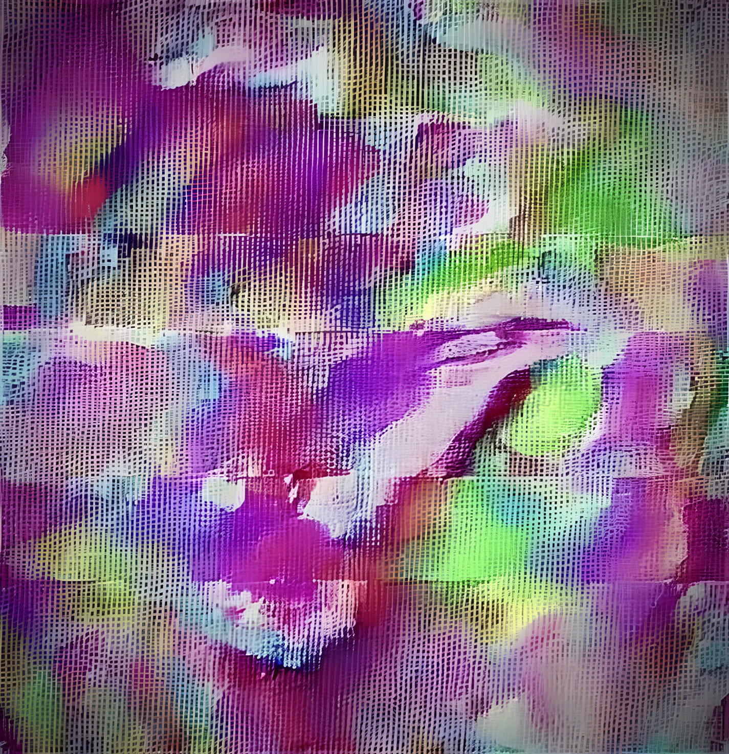 Vibrant Abstract Dotted Artwork in Purple, Pink, Green, and Yellow