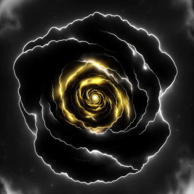 Spiral Galaxy Pattern with Glowing Yellow Edges