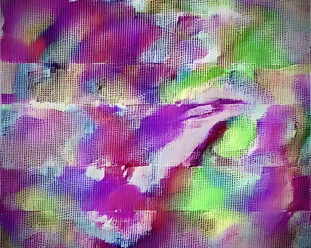 Vibrant Abstract Dotted Artwork in Purple, Pink, Green, and Yellow