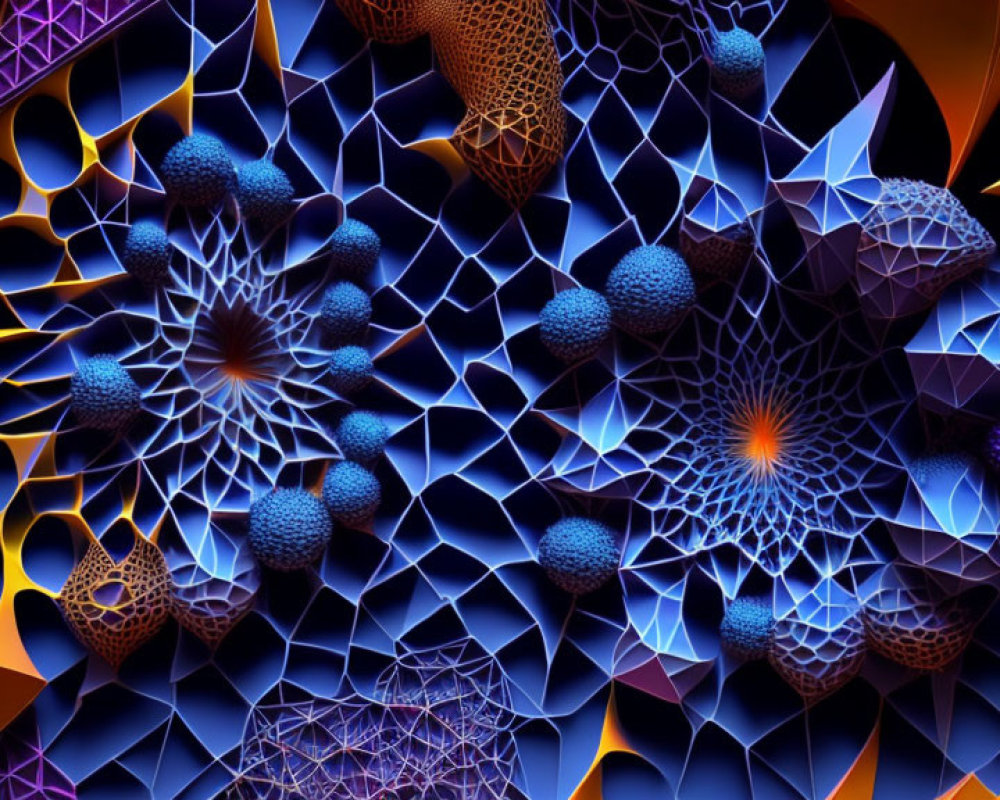 Intricate Blue and Orange Fractal Patterns