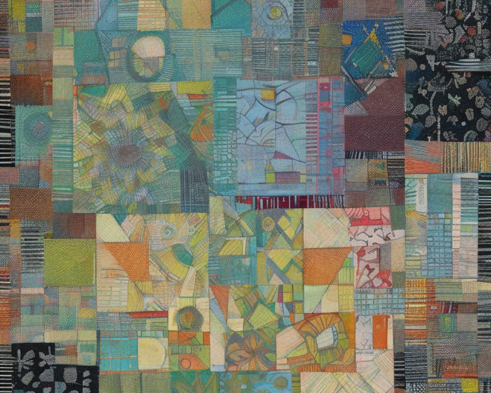 Vibrant Abstract Mosaic of Geometric Shapes and Textures