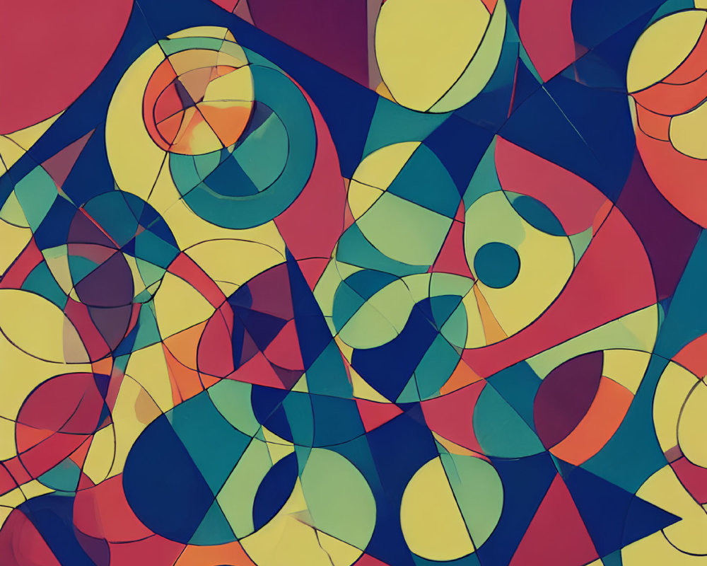 Colorful Abstract Geometric Pattern with Overlapping Circles and Curves