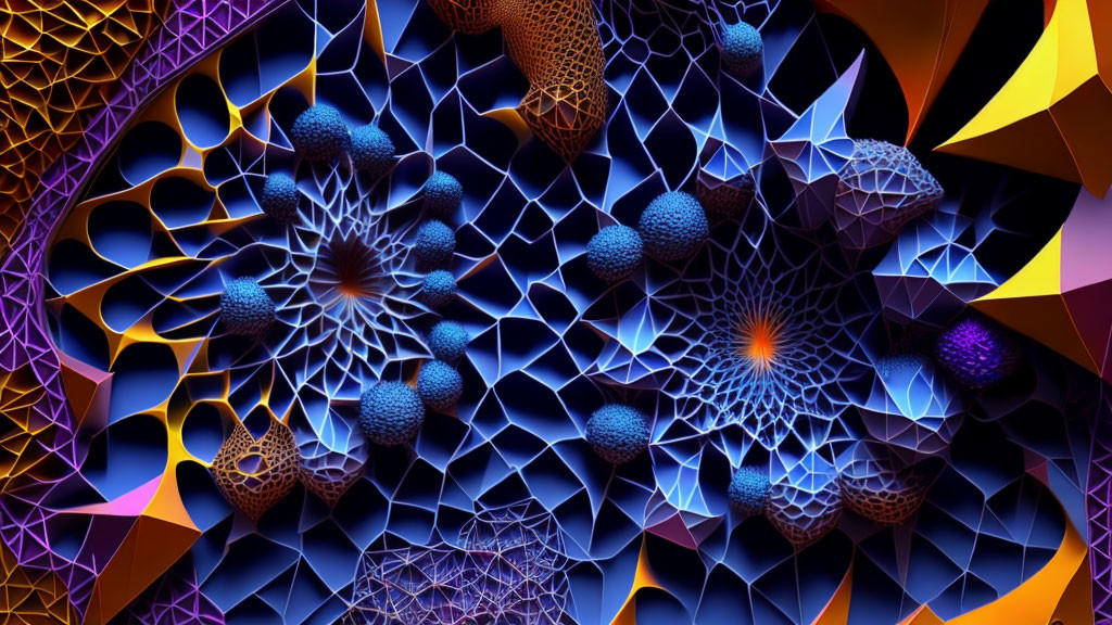 Intricate Blue and Orange Fractal Patterns