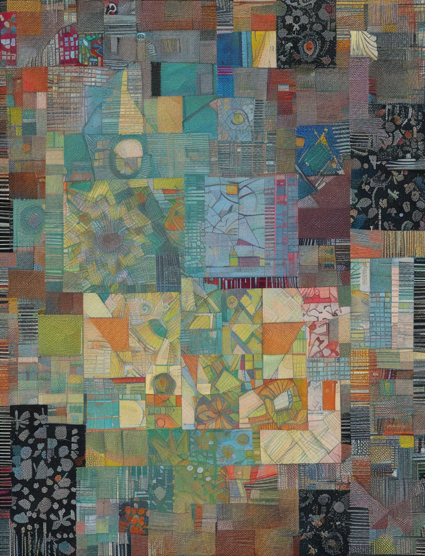 Vibrant Abstract Mosaic of Geometric Shapes and Textures