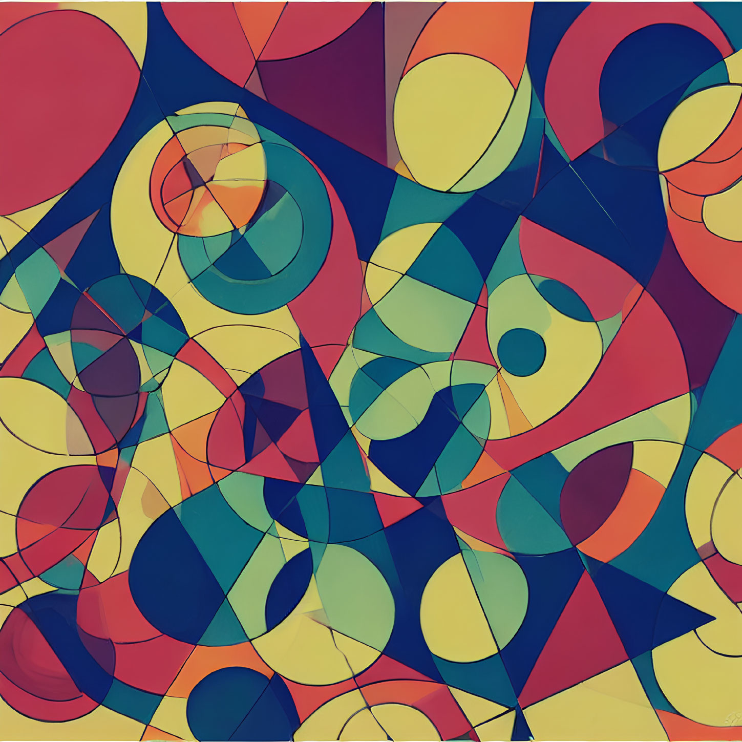 Colorful Abstract Geometric Pattern with Overlapping Circles and Curves