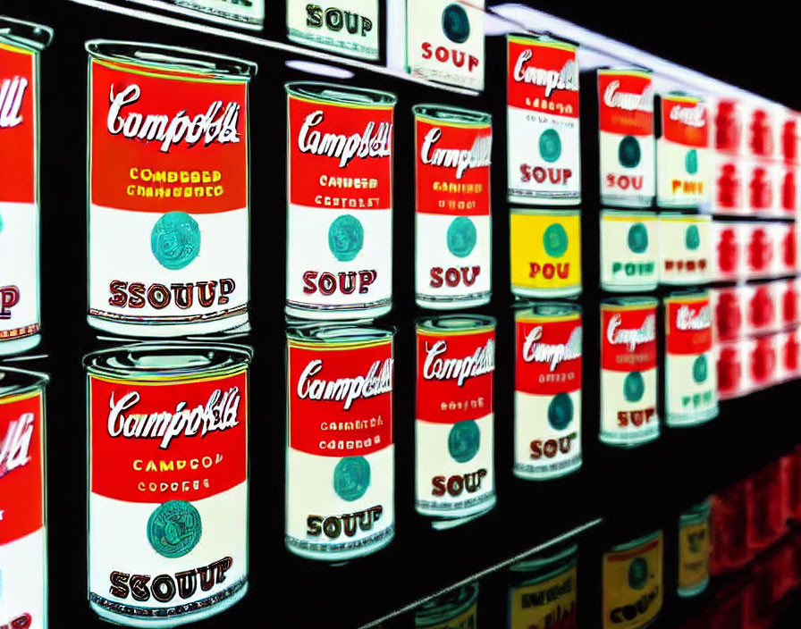 Campbell's Soup Cans Reflection in Pop Art Style