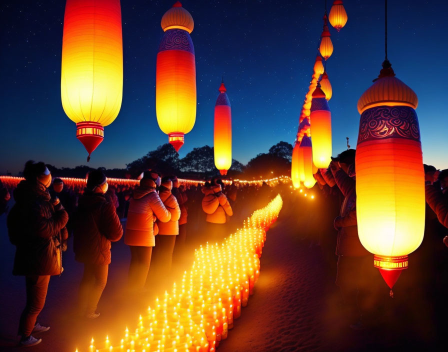 Night Lantern Festival: Large Hanging and Ground Lanterns Display