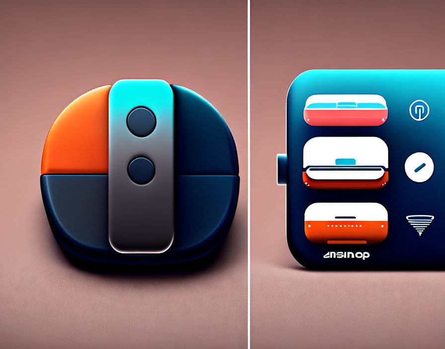 Abstract Colorful Smart Device UI with Segmented Design and Status Icons