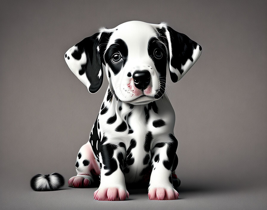 Sitting Dalmatian Puppy 3D Illustration